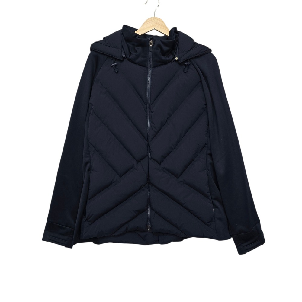Athleta Inlet Jacket Navy Blue Hybrid Down Puffer Hooded Coat Womens Size‎ 2X